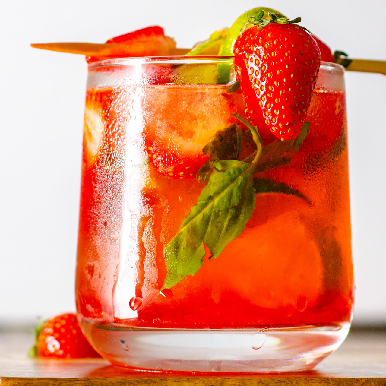 Strawberry Mojito in a glass - beverage photography