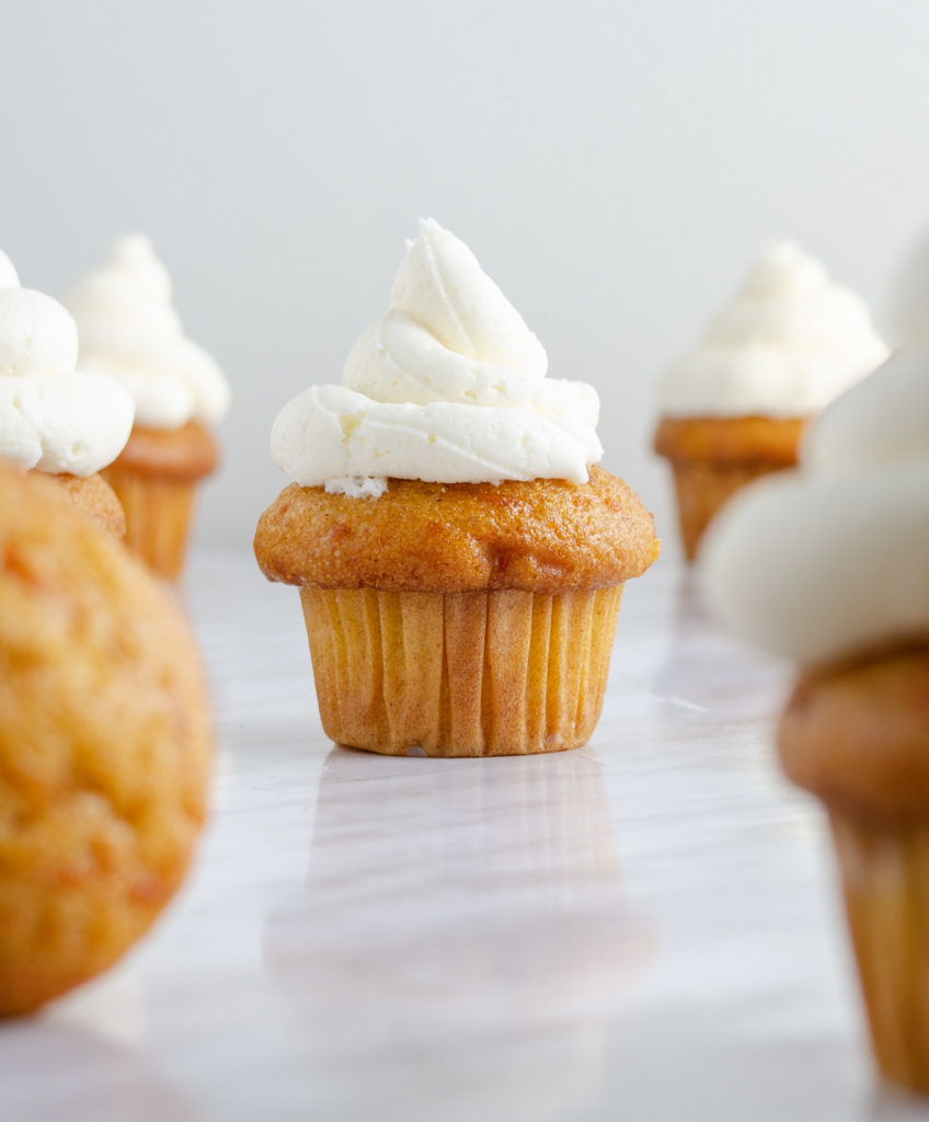 Carrot cupcake with buttercream frosting - food photography