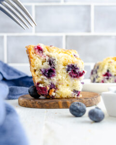 Blueberry Breakfast Bake being eaten with a fork
